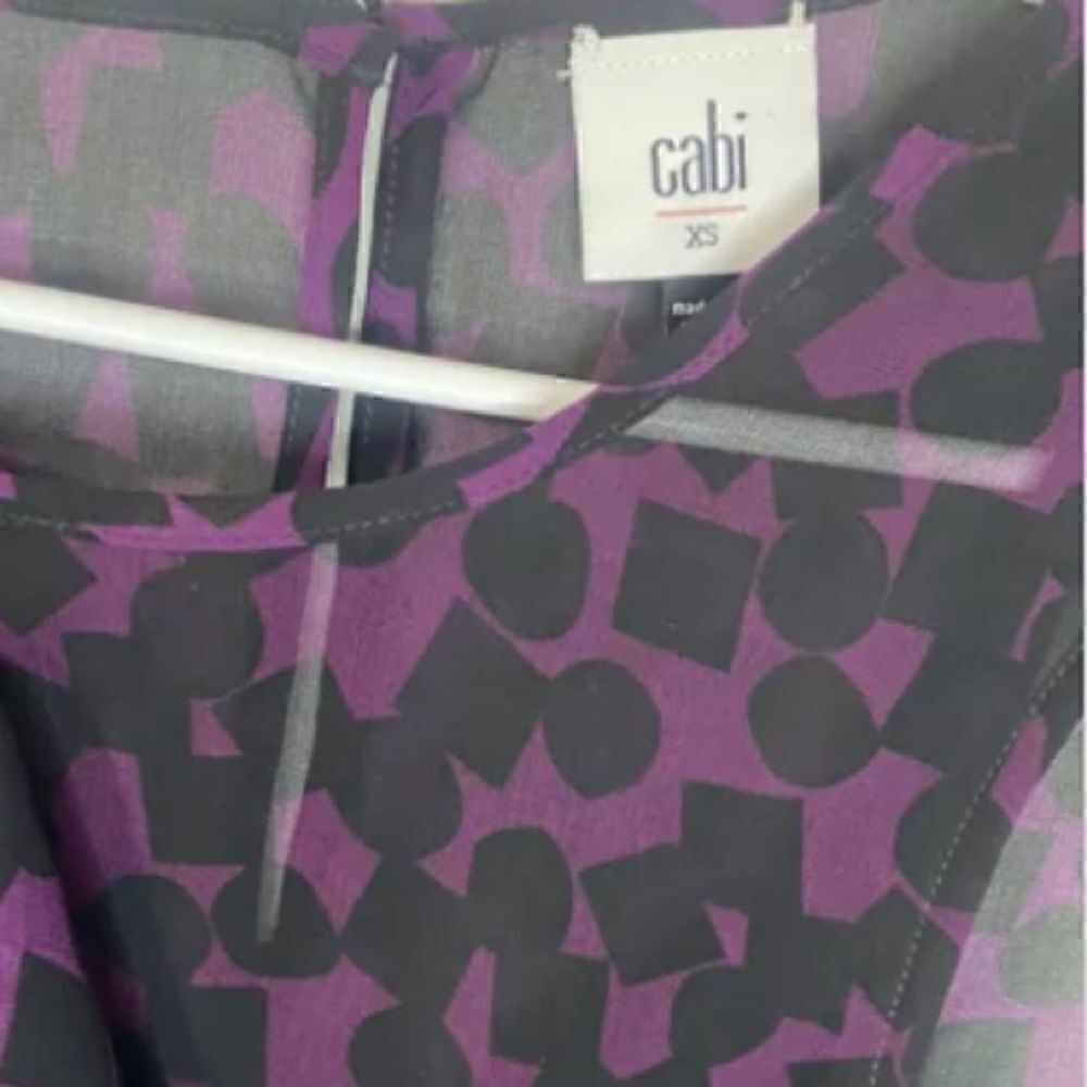 CAbi 3876 Going Out Dress Geometric Print Purple Sugar Plum Size XS EUC - Picture 7 of 7